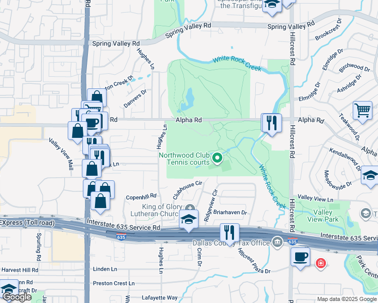 map of restaurants, bars, coffee shops, grocery stores, and more near in Dallas