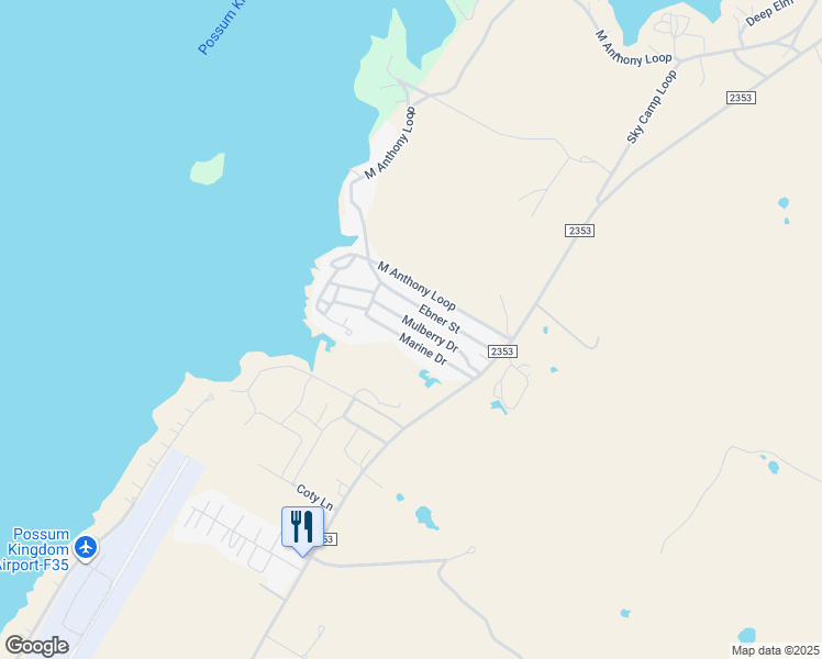 map of restaurants, bars, coffee shops, grocery stores, and more near 115 Mulberry Dr in Graford