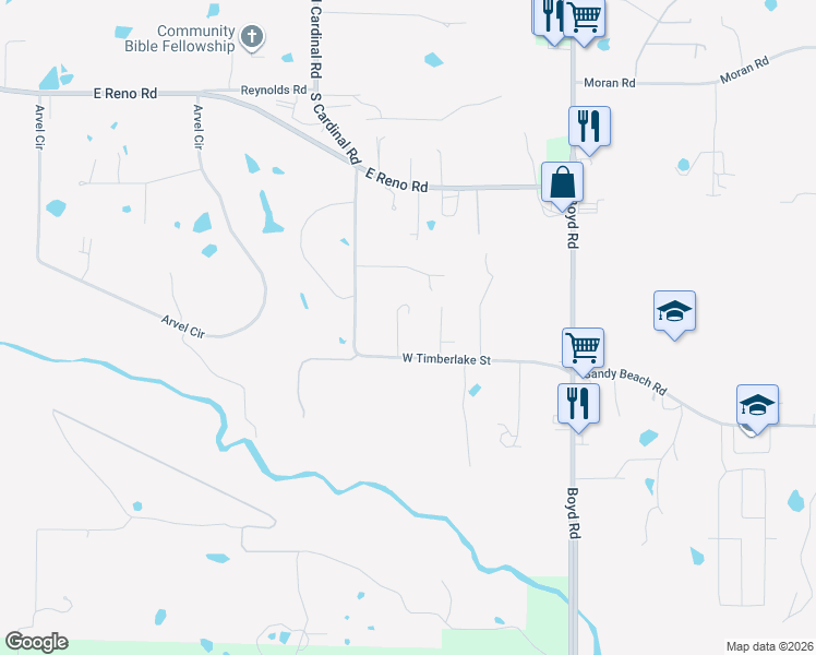 map of restaurants, bars, coffee shops, grocery stores, and more near 950 Pecan Street in Azle