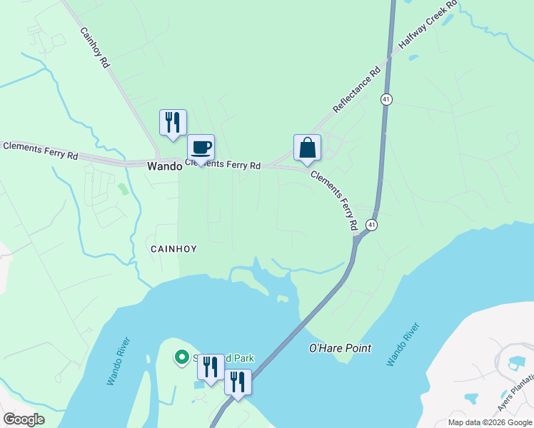 map of restaurants, bars, coffee shops, grocery stores, and more near 108 Cainhoy Landing Lane in Charleston