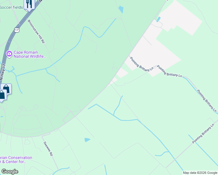 map of restaurants, bars, coffee shops, grocery stores, and more near 5225 Seewee Road in Awendaw