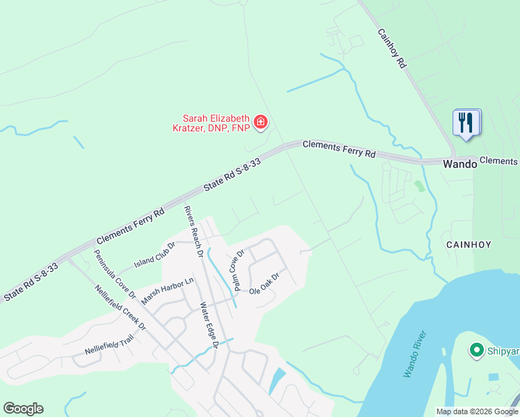 map of restaurants, bars, coffee shops, grocery stores, and more near 1002 Washitonia Way in Charleston