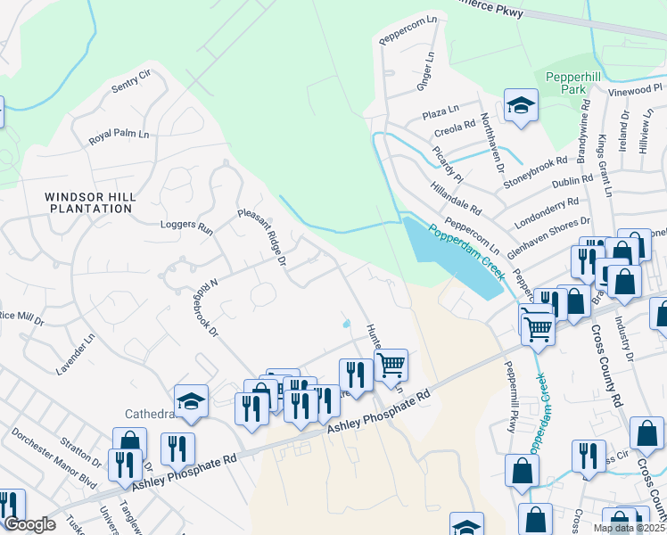 map of restaurants, bars, coffee shops, grocery stores, and more near 8336 Planters Knoll in Charleston