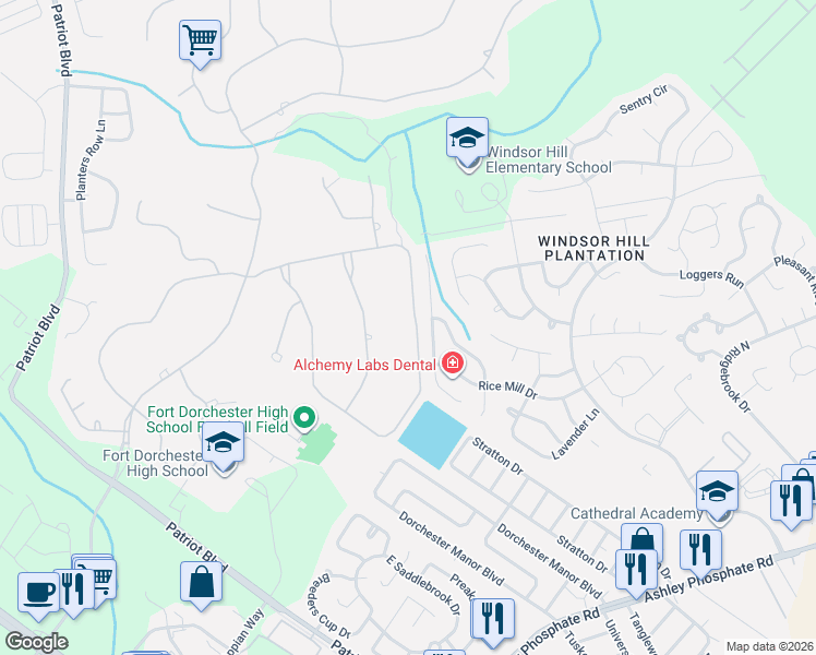 map of restaurants, bars, coffee shops, grocery stores, and more near 8855 East Fairway Woods Drive in North Charleston