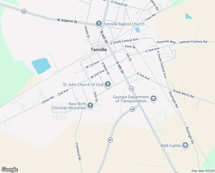 map of restaurants, bars, coffee shops, grocery stores, and more near 320 1st Street in Tennille