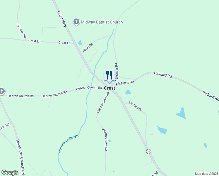 map of restaurants, bars, coffee shops, grocery stores, and more near 4991 Crest Highway in Thomaston