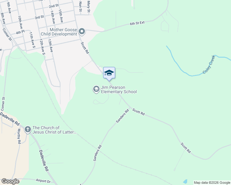 map of restaurants, bars, coffee shops, grocery stores, and more near 1334 Scott Road in Alexander City