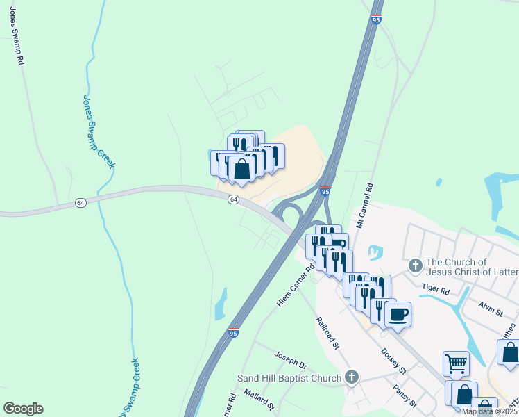 map of restaurants, bars, coffee shops, grocery stores, and more near 2034 Bells Highway in Walterboro