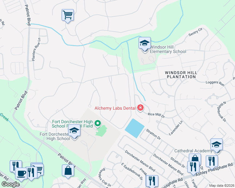 map of restaurants, bars, coffee shops, grocery stores, and more near 8744 Herons Walk in North Charleston