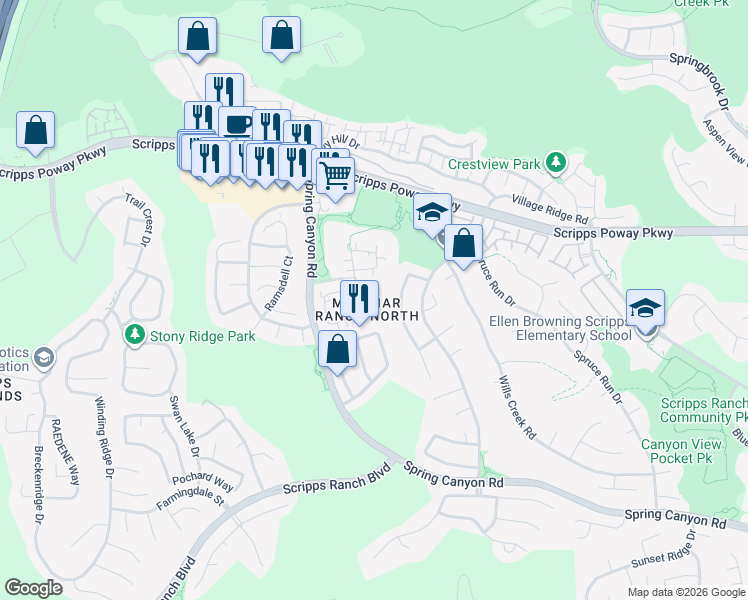 map of restaurants, bars, coffee shops, grocery stores, and more near in San Diego