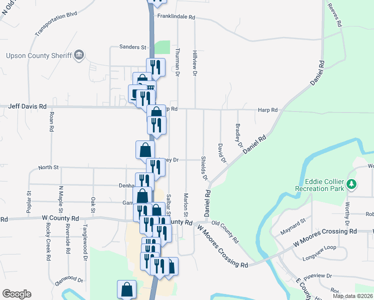 map of restaurants, bars, coffee shops, grocery stores, and more near 221 Marlon St in Thomaston