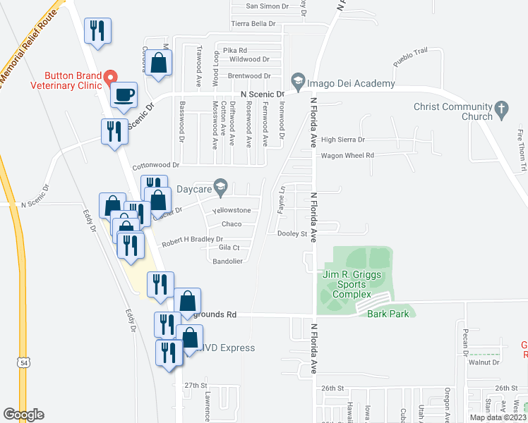 map of restaurants, bars, coffee shops, grocery stores, and more near 3356 Robert H Bradley Drive in Alamogordo