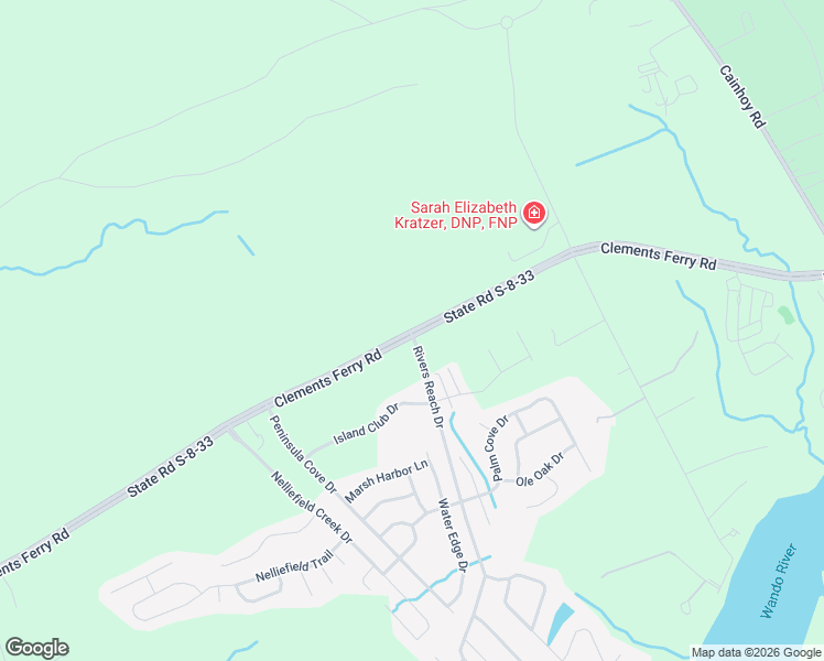 map of restaurants, bars, coffee shops, grocery stores, and more near 1362 Clements Ferry Road in Charleston