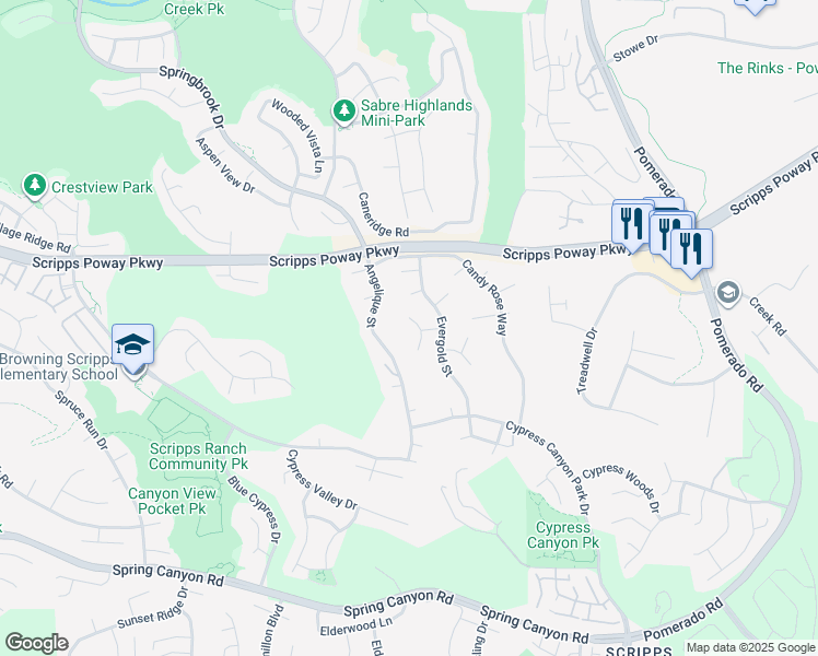 map of restaurants, bars, coffee shops, grocery stores, and more near 11770 Fantasia Court in San Diego