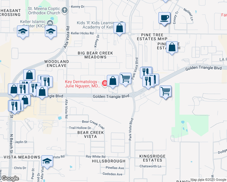 map of restaurants, bars, coffee shops, grocery stores, and more near 10924 Vial Crossing in Fort Worth
