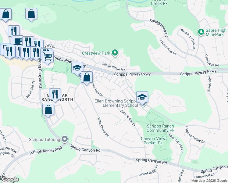 map of restaurants, bars, coffee shops, grocery stores, and more near in San Diego