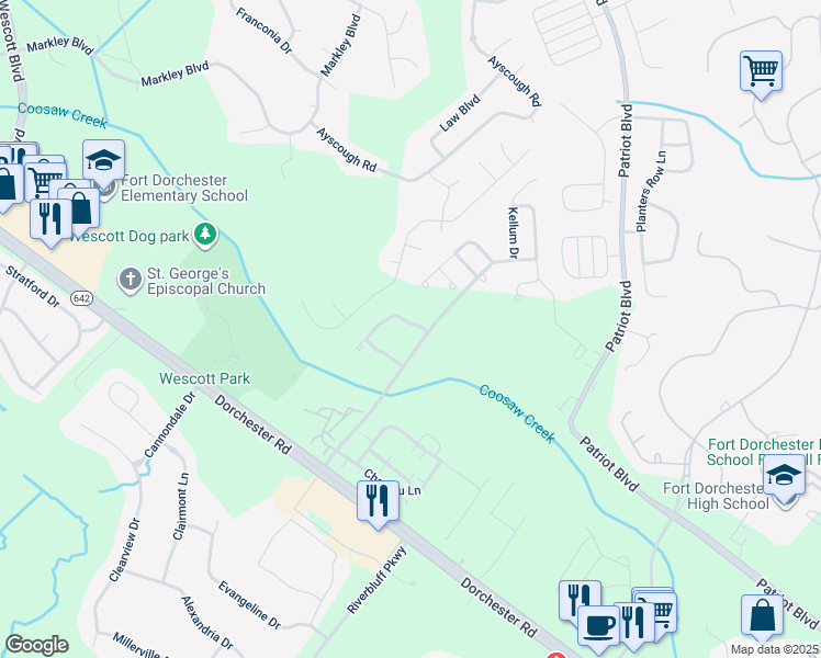 map of restaurants, bars, coffee shops, grocery stores, and more near 402 Trump Street in North Charleston