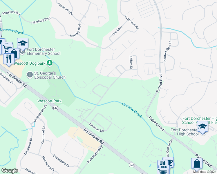map of restaurants, bars, coffee shops, grocery stores, and more near 402 Trump Street in North Charleston