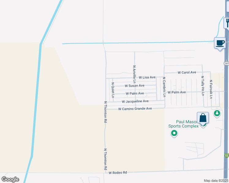 map of restaurants, bars, coffee shops, grocery stores, and more near 19122 West Palm Avenue in Casa Grande