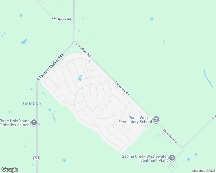 map of restaurants, bars, coffee shops, grocery stores, and more near 2415 Brookside Drive in Royse City
