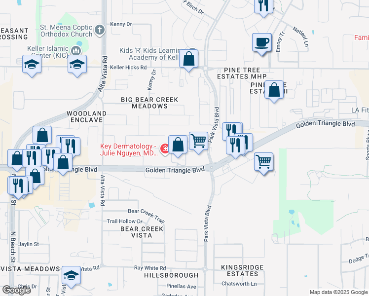map of restaurants, bars, coffee shops, grocery stores, and more near 10924 Vial Crossing in Fort Worth