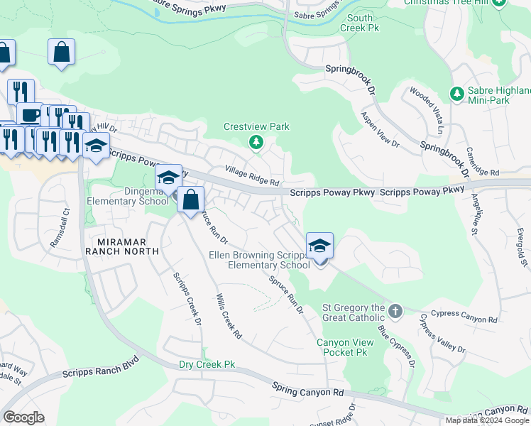 map of restaurants, bars, coffee shops, grocery stores, and more near in San Diego
