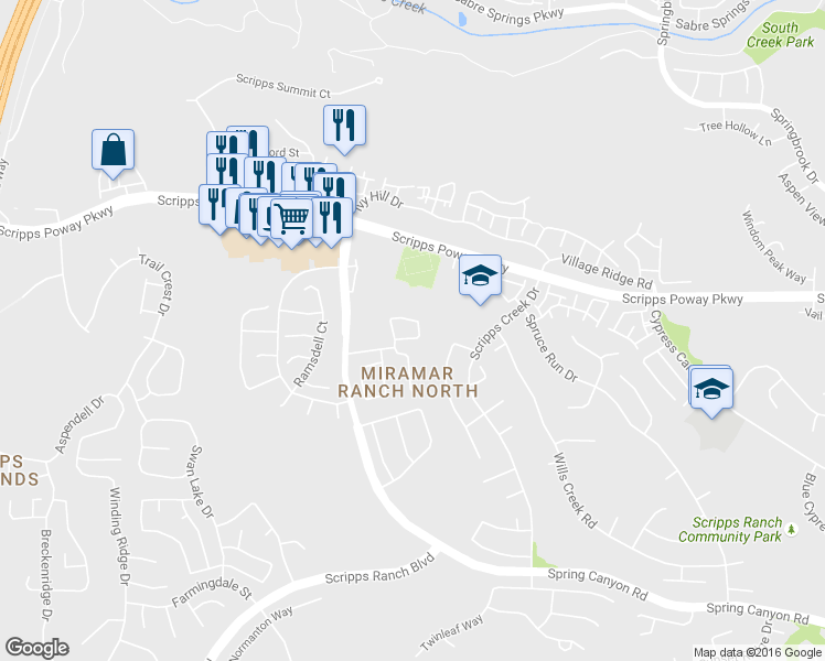 map of restaurants, bars, coffee shops, grocery stores, and more near 10992 Caminito Arcada in San Diego
