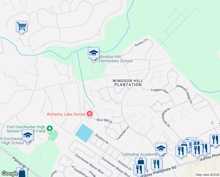 map of restaurants, bars, coffee shops, grocery stores, and more near 8483 William Moultrie Drive in Charleston