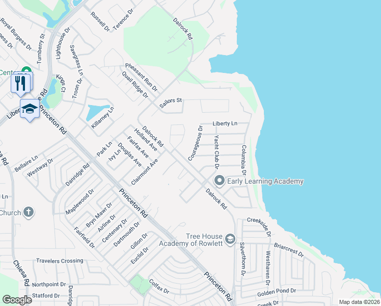 map of restaurants, bars, coffee shops, grocery stores, and more near 8010 Blackfin Drive in Rowlett