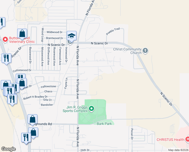 map of restaurants, bars, coffee shops, grocery stores, and more near 8 Chalk Road in Alamogordo