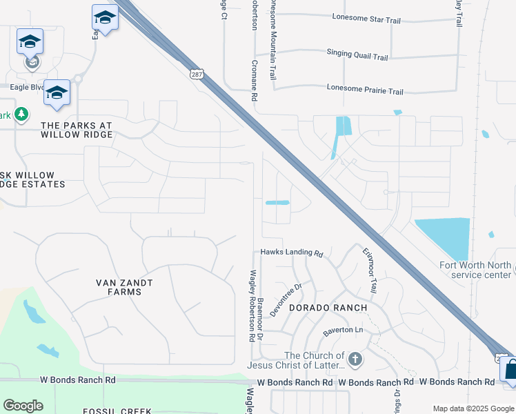 map of restaurants, bars, coffee shops, grocery stores, and more near 11404 Dorado Vista in Haslet