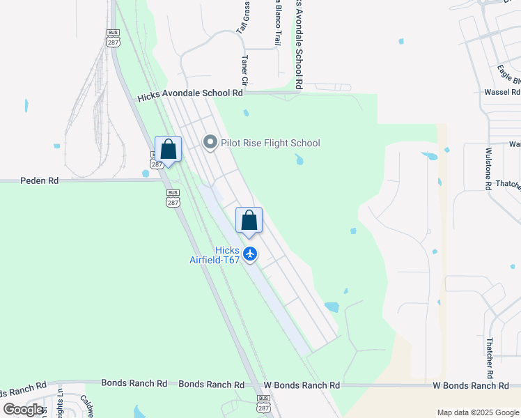 map of restaurants, bars, coffee shops, grocery stores, and more near 771 Aviator Drive in Fort Worth