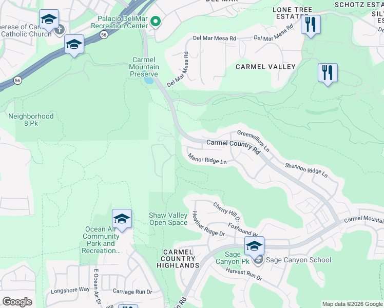 map of restaurants, bars, coffee shops, grocery stores, and more near 4987 Sterling Grove Lane in San Diego
