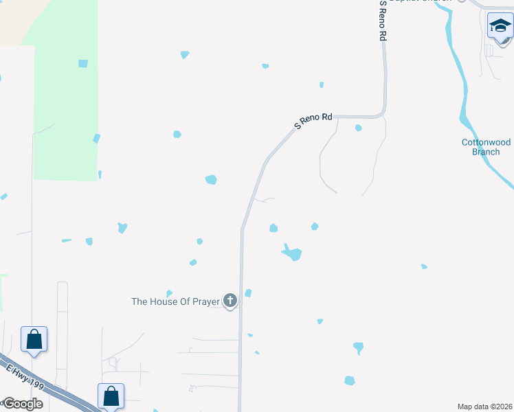map of restaurants, bars, coffee shops, grocery stores, and more near 1023 South Reno Road in Springtown