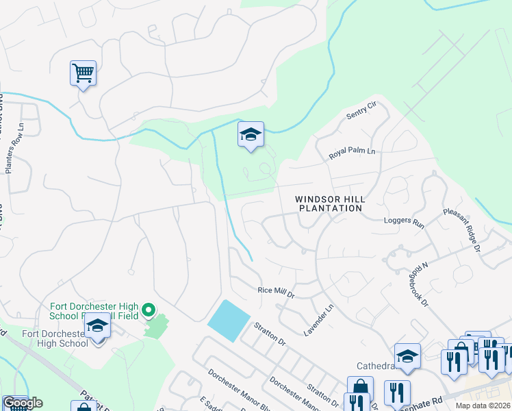 map of restaurants, bars, coffee shops, grocery stores, and more near 8444 Battle Forest Drive in Charleston
