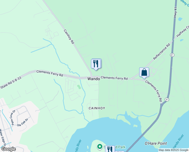 map of restaurants, bars, coffee shops, grocery stores, and more near 1196 Clements Ferry Road in Charleston