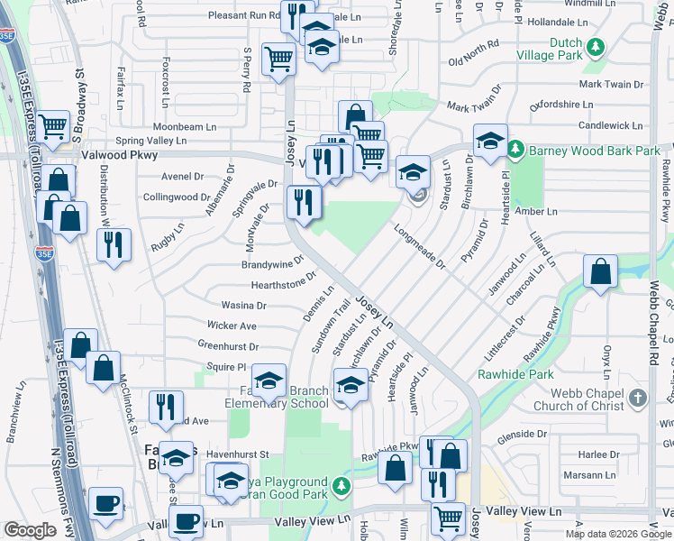 map of restaurants, bars, coffee shops, grocery stores, and more near in Dallas