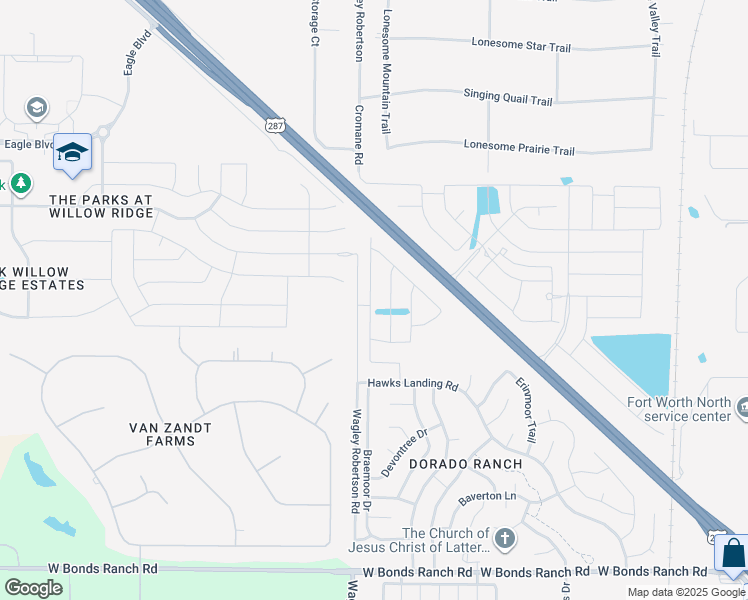 map of restaurants, bars, coffee shops, grocery stores, and more near 11404 Dorado Vista in Haslet