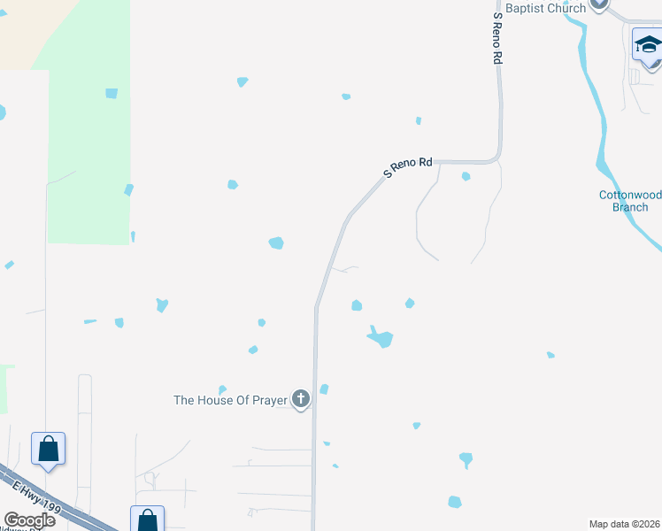 map of restaurants, bars, coffee shops, grocery stores, and more near 1023 South Reno Road in Springtown