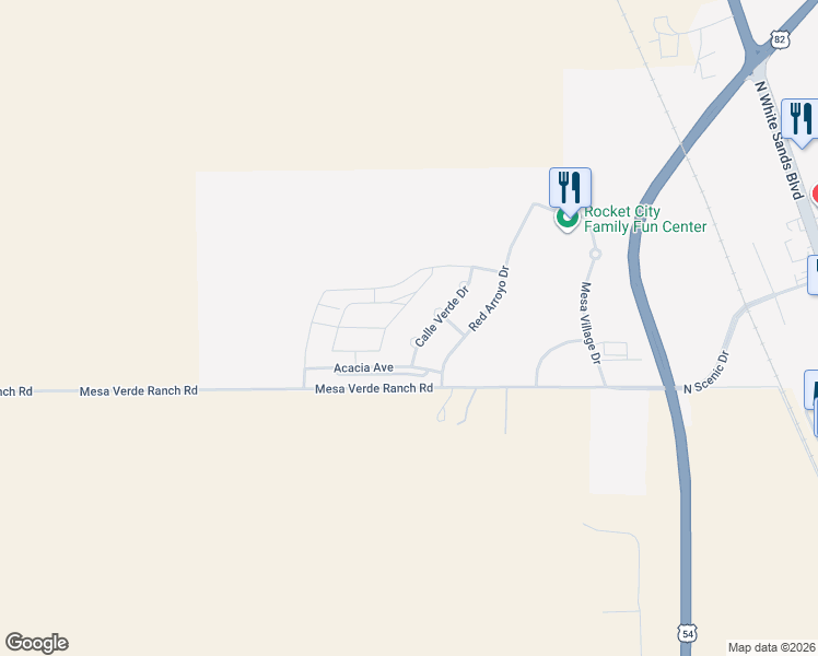 map of restaurants, bars, coffee shops, grocery stores, and more near 3447 Calle Verde Drive in Alamogordo