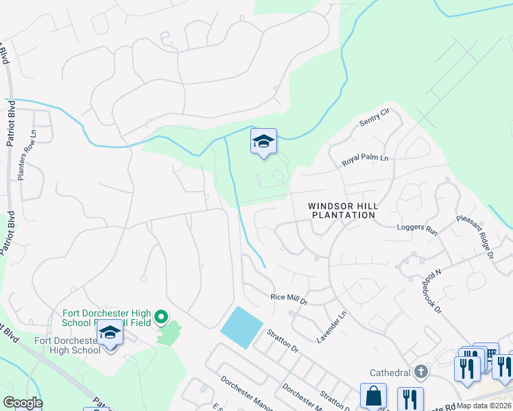 map of restaurants, bars, coffee shops, grocery stores, and more near 8444 Battle Forest Drive in Charleston