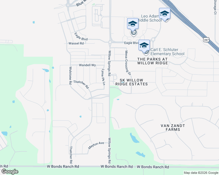 map of restaurants, bars, coffee shops, grocery stores, and more near 11387 Willow Springs Rd in Haslet