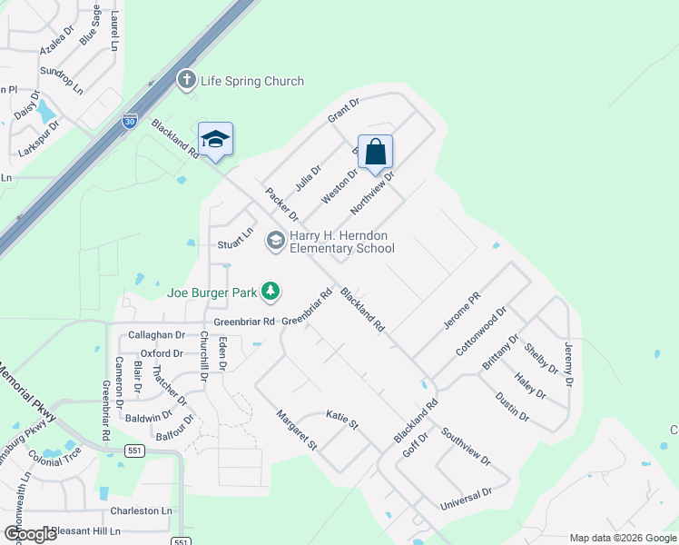 map of restaurants, bars, coffee shops, grocery stores, and more near 306 Packer Drive in Royse City