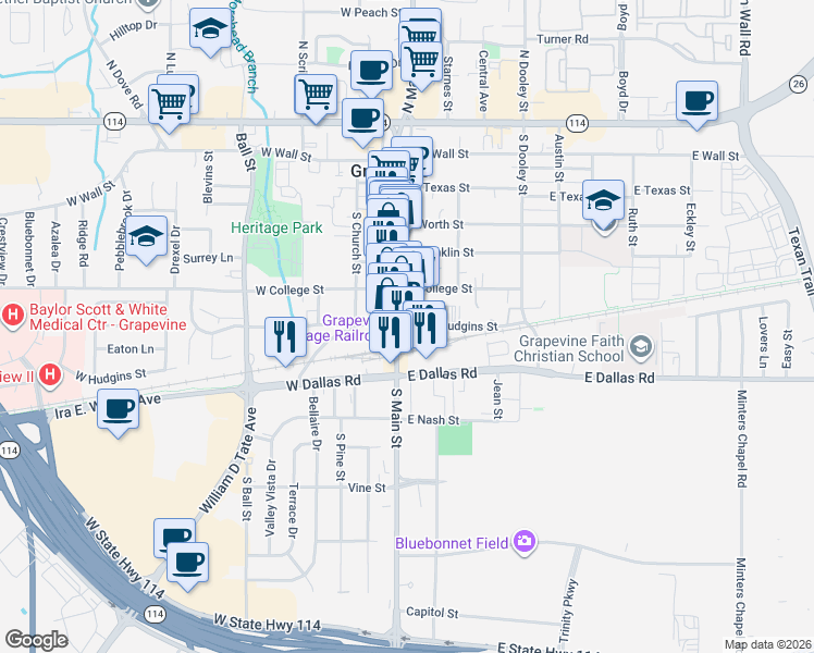 map of restaurants, bars, coffee shops, grocery stores, and more near 2913 Morning Glory Drive in Pasadena