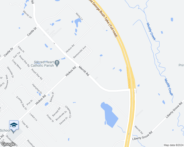 map of restaurants, bars, coffee shops, grocery stores, and more near 8614 Merritt Road in Rowlett