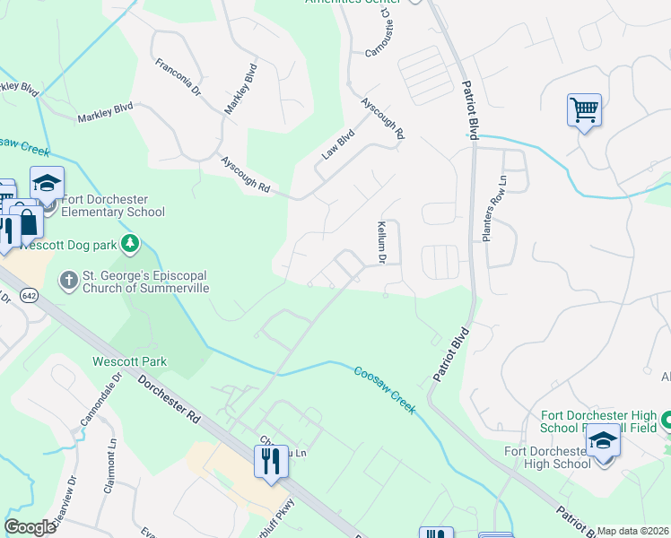 map of restaurants, bars, coffee shops, grocery stores, and more near 8857 Renwick Avenue in Summerville