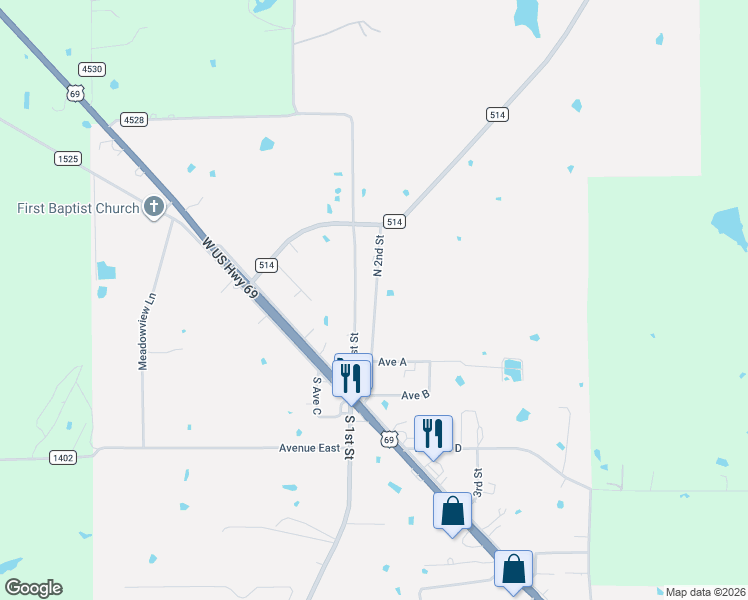 map of restaurants, bars, coffee shops, grocery stores, and more near 379 North 2nd Street in Point