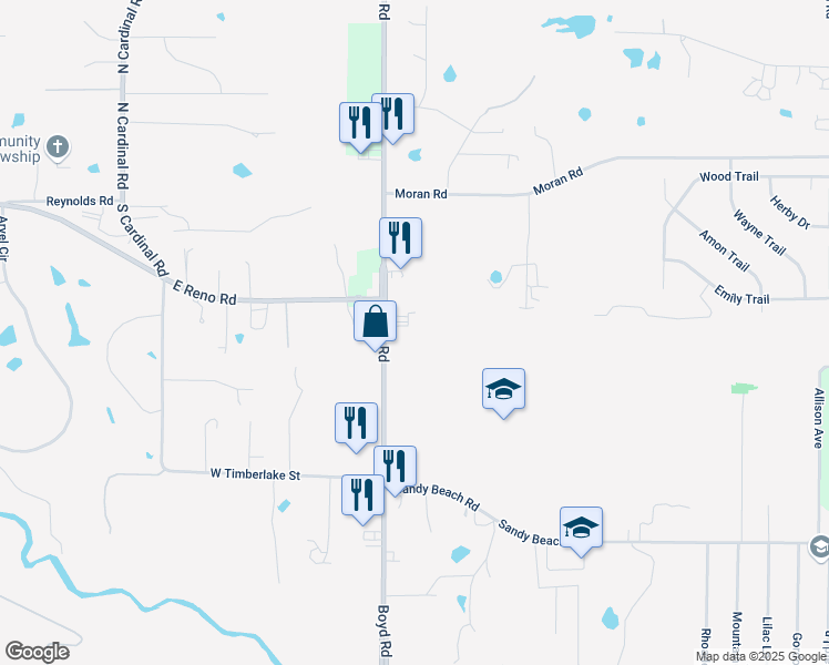 map of restaurants, bars, coffee shops, grocery stores, and more near 11364 Farm to Market Road 730 North in Azle
