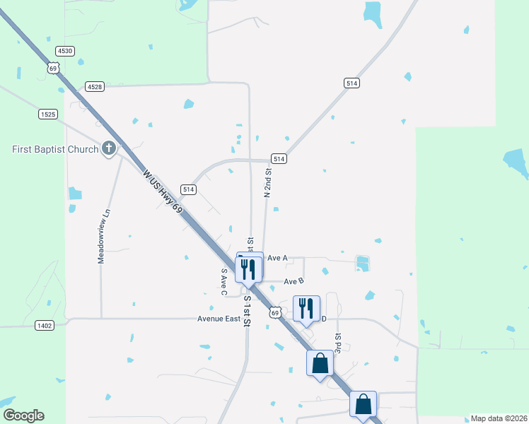 map of restaurants, bars, coffee shops, grocery stores, and more near 387 North 2nd Street in Point