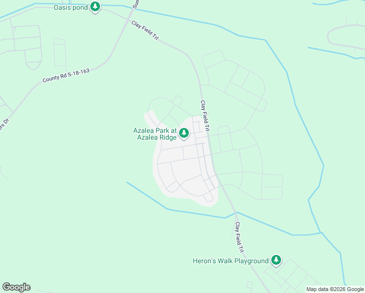 map of restaurants, bars, coffee shops, grocery stores, and more near Clay Field Trail in Ridgeville